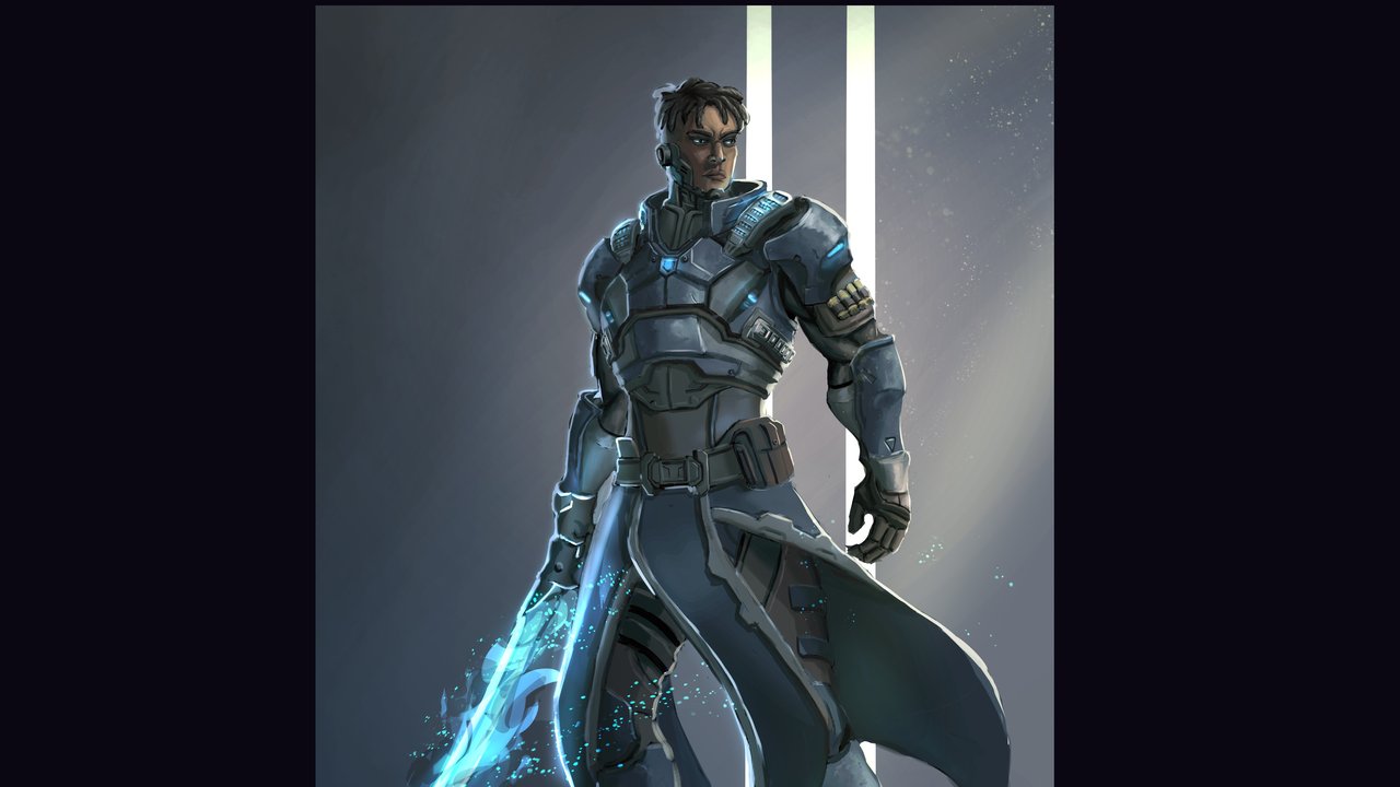 Jancroon, the concept painting of Dane in his armour