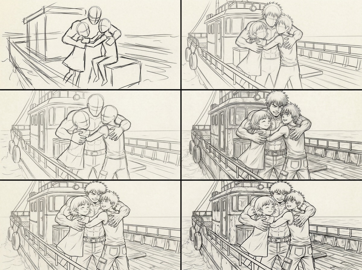 Drawing board controls for style, composition and timing